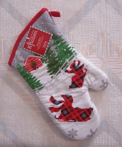 Children Sleds Christmas Oven Mitt Festive Holiday Pattern Kay Dee - Foto 1 di 2