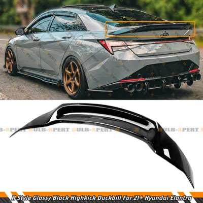 ALERÓN MALETERO HIGHKICK DUCKBILL NEGRO BRILLANTE ESTILO R PARA HYUNDAI ELANTRA 2021-24 Foto 1 de 4