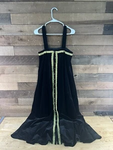 Vintage schwarz & gold Perlen/bestickt Renaissance Theater Gewand Kostüm Kleid - Bild 1 von 9