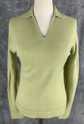 Geneva Sage Green V Neck Collared Cashmere Sweater sz S (11293) - Image 1 of 4