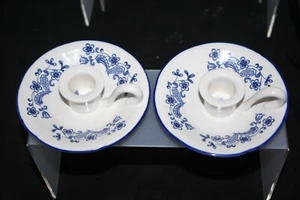 Fingerhold Kerzenständer Abtropfteller Keramik/Porzellan weiß blau Japan - Bild 1 von 8