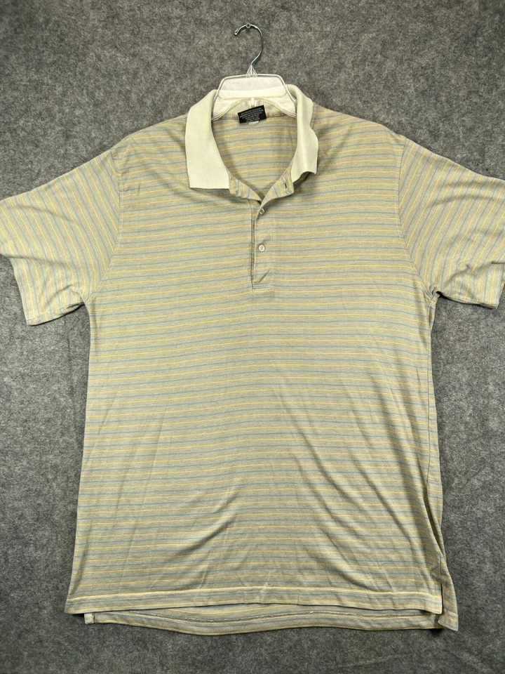 Camisa Polo Steve & Barrys Para Hombre XL X Grande Beige Rayas Trabajo Golf Manga Corta Foto 1 de 4