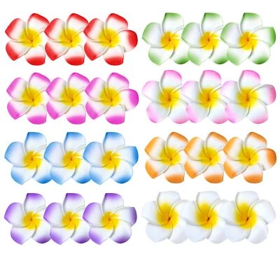 24 Pack Hawaiian Flower Hair Clips Plumeria Foam Hair Accessories for Women - Image 1 of 4
