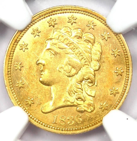 1836 Classic Gold Quarter Eagle $2.50 Coin - NGC Uncirculated Details (UNC MS) Cover