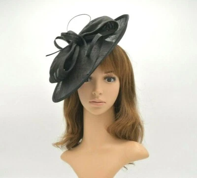 M8109 (Negro) Kentucky Derby Iglesia Boda Pascua Fiesta del Té Sinamay Fascinator Foto 1 de 4