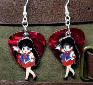 Sailor Moon Sailor Mars Charm Guitar Pick Earrings - Pick Your Color - Picture 1 of 5