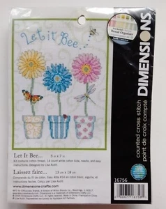 Dimensions Counted Cross Stitch Kit #16756 Let It Bee - 5" x 7" - Picture 1 of 5