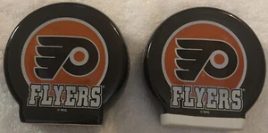 Philadelphia Flyers NHL Hockey Puck Sculpted Ceramic Salt & Pepper Shakers BX207 - Picture 1 of 5