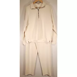 Member's Mark Women's Large Almond 2 Piece Tracksuit 1/4 Zip Pullover - Picture 1 of 11