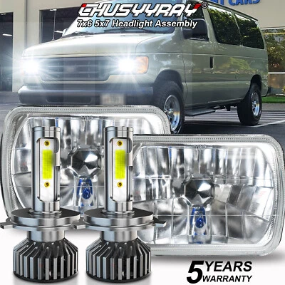 Par de faros LED HI-LO Beam DOT Fit Ford E-350 Super Duty 1999-2017 7x6" 5x7" Foto 1 de 4