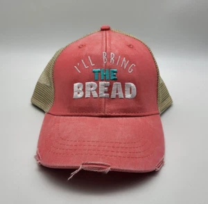 Adams Baseball Cap Pink "I'll Bring the Bread" Mesh Snapback Distressed Baker - Picture 1 of 8