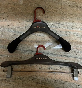 KITON NAPOLI Wood & Carbon Fiber 16" & 14.5" (2) Hangers Made In Italy - Picture 1 of 6