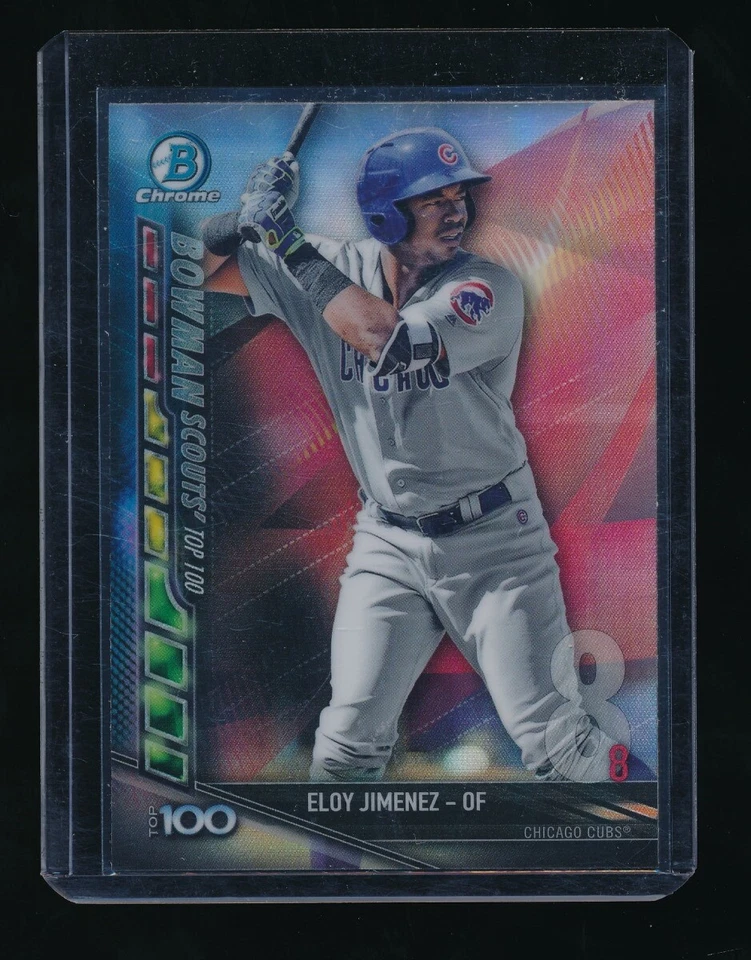 ELOY JIMENEZ 2017 BOWMAN CHROME SCOUTS TOP 100 RC REFRACTOR #BTP8 *CHICAGO CUBS* - Image 1 of 1