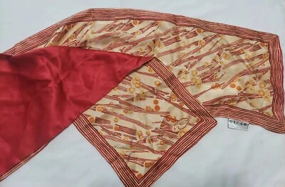 Oscar De La Renta Bufanda 100% Seda 8" x 51" De Colección Geométrica Doble Foto 1 de 4