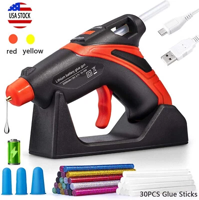 Pistola de pegamento caliente inalámbrica 30 piezas palos de pegamento pistola de pegamento de fusión recargable para artes hágalo usted mismo Foto 1 de 4