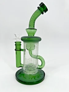 10" Carved craft Glass Bongs Smoking Glass Water Pipe with 14mm Round handle - Picture 1 of 24