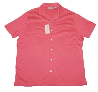 Daniel Cremieux Signature Short Slve Knit Shirt Large Red Linen Blend NWT DSS477 - Image 1 of 2