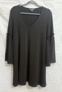 Karen Kane Womans L Black V Neck Polyester Knit Bell Sleeved Dress - Picture 1 of 7