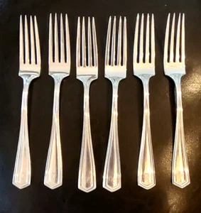Set of 6 Beautiful International Sterling Silver Brandon Forks 1913 Mono 11oz - Picture 1 of 3