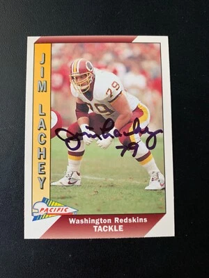 Jim Lachey Signed 1991 Pacific #525 Card Washington Redskins Autograph COA - Image 1 of 2