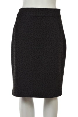 Falda Tahari Mujer Talla 6 Negra Gris Carbón Estampado Animal Lápiz Hasta la Rodilla Foto 1 de 4