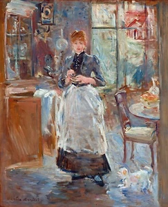 In the Dining Room Painting by Berthe Morisot Reproduction - Picture 1 of 3