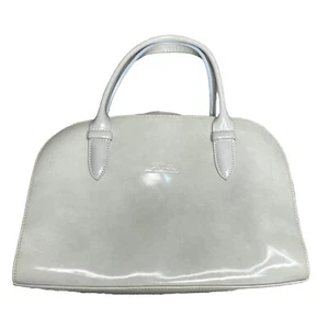 LONGCHAMP Bag RARE Genuine Patent Leather W Logo Light Blue - Near New Vintage - Picture 1 of 18