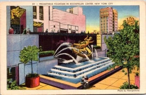 Vintage Postcard Prometheus Fountain Rockefeller Center New York NY 1938 12130 - Picture 1 of 2