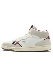 Pepe Jeans - Mens High Top Sneakers Leather Shoes Trainers - Kore Basket M - Picture 1 of 6