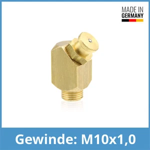 DIN 3404 M4 (Ø10mm) M10 x 1,0 45° Winkel-Flachschmiernippel Messing - Picture 1 of 1