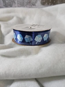 Hanukkah Dreidel Ribbon, 7/8 Inch x 12 Feet (New) with bonus stamp (used) - Picture 1 of 3