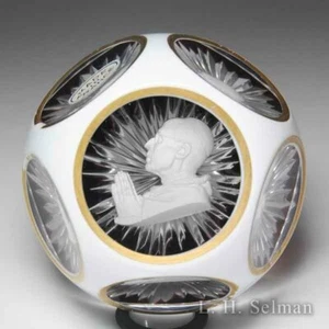 Baccarat Papa Pio sovrapposizione solfuro vetro sfaccettato arte fermacarte vintage - Foto 1 di 2