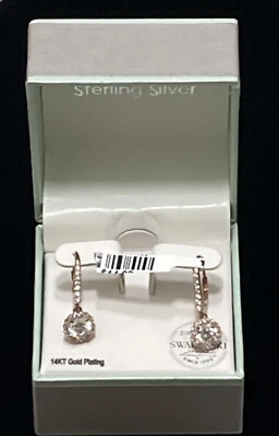 Pendientes Swarovski Brillantes Bailarinas Circonitas Chapados en Oro 14K Foto 1 de 4