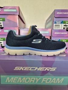 SKECHERS DAMENSCHUHE BLAU SKETCHERS DAMEN MEMORY FOAM SLIPPER SPORTSCHUH UK 6 - Bild 1 von 12
