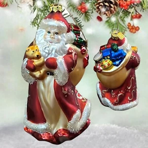 Adorno de vidrio soplado a mano en muy buena condición P7631 Partylite Papá Noel Viejo Mundo - Imagen 1 de 10