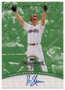 1997 Donruss Signature Autographs Millennium Rusty Greer Auto 0756/1000