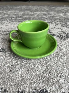 Fiestaware Chartreuse Cup and Saucer Fiesta Retired Green Teacup 1st - Picture 1 of 5