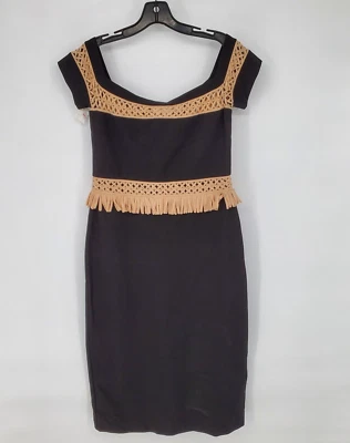 Alexis Off Shoulder Bailey Dress Womens XL Black Beige Sleeveless Stretch Fabric Foto 1 de 4