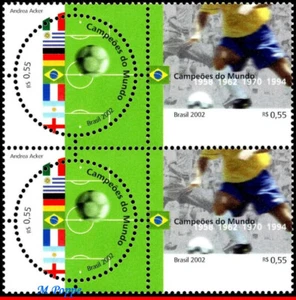 2840 BRAZIL 2002 CHAMPIONS OF SOCCER WORLD CUP, FOOTBALL SOCCER C-2449 BLOCK MNH - Picture 1 of 2