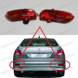 2pcs Rear Bumper Reflector Tail Fog Light Lamp Red Lens For Peugeot 206 207 - Picture 1 of 4