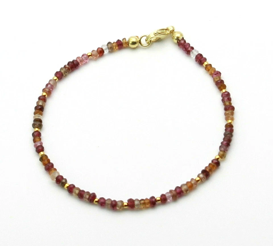 Saphir Edelstein-Armband - facettierte bunte Saphir Rondelle 20 cm lang - Bild 1 von 1