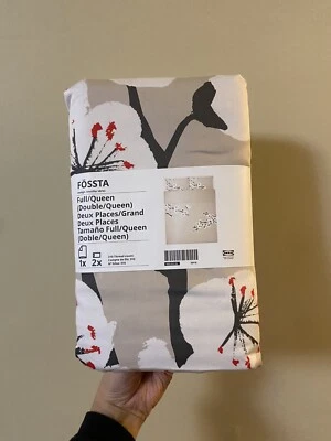 IKEA FOSSTA Full/Queen Duvet Cover w/2 Pillowcases Bed Set Beige/Plum Blossom - Image 1 of 2