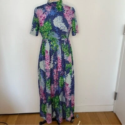 Maxi de seda italiana Titti Brugnoli años 60 vintage raro talla 12 Foto 1 de 4