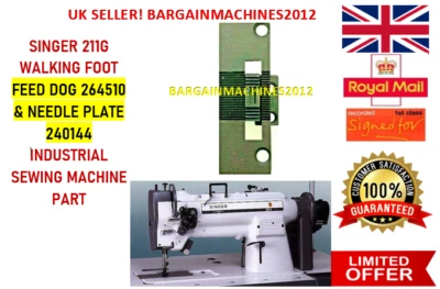 SINGER 211G WALKING FOOT NEEDLE/PLATE & FEED/DOG INDUSTRIAL SEWING MACHINE PART - Image 1 of 4