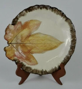 Hoja de otoño 10" arte decorativo placa de cerámica artista Cheryl Foster Florida - Imagen 1 de 12