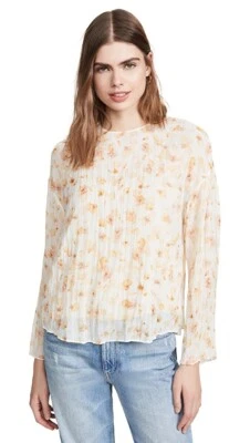 Vince XXS 2XS Womens Blouse Pressed Petal Print Chiffon Long Sleeve Top $345 - Image 1 of 4