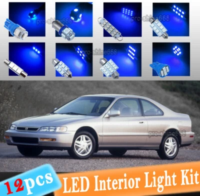 Kit de paquete de luces interiores LED azules de 12 piezas para Honda Accord 1994-1997 cupé sedán Foto 1 de 4