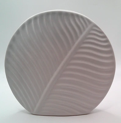 Jarrón moderno estilo nórdico blanco mate cerámica hoja redonda palma Foto 1 de 4