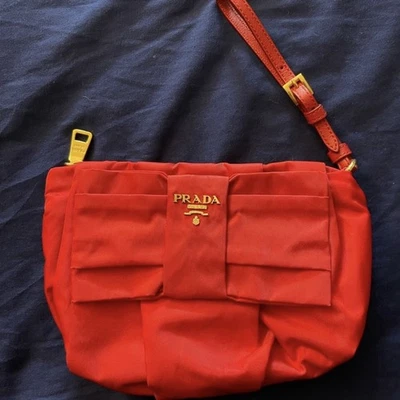 Red Prada Tessuto Wristlet with Strap - Image 1 of 4
