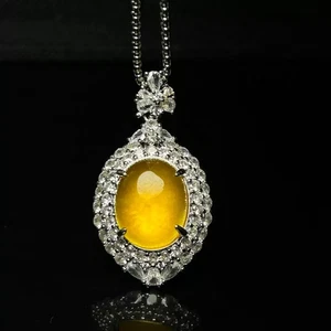 Real Natural high Ice yellow Jade Jadeite amulet Pendant&Necklaces - Picture 1 of 9